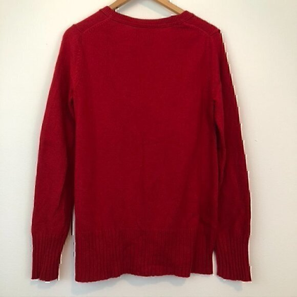 OLD NAVY MATERNITY Solid Bright Red V-Neck Acrylic LAMBS WOOL ANGORA Sweater M - Picture 5 of 5
